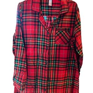 Red Plaid Button-Up Night Shirt